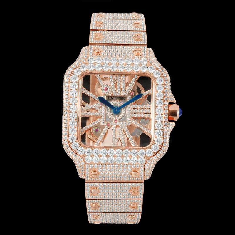 Cartier Santos Skeleton Full Iced