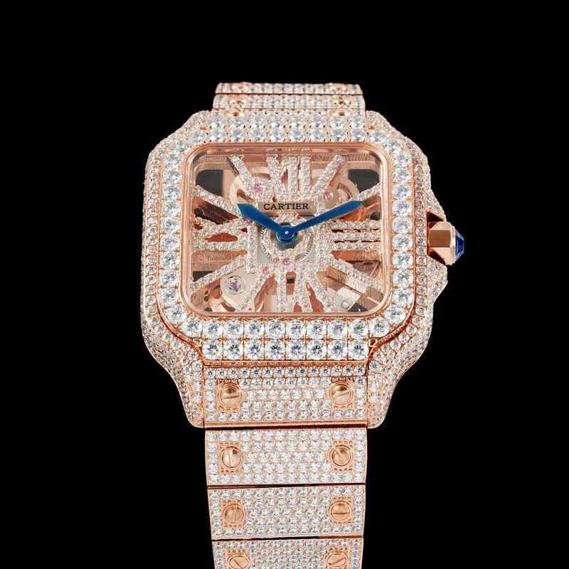 Cartier Santos Skeleton Full Iced