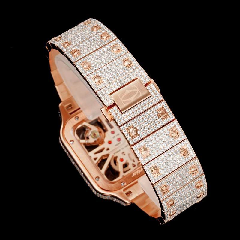 Cartier Santos Skeleton Full Iced